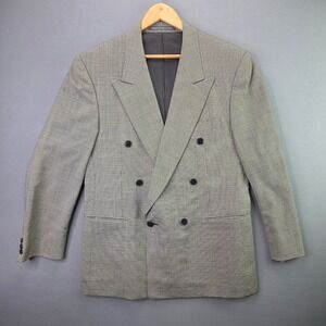 Paul Rodon Blazer Double Breasted Wool Houndstooth 42R Tan Black Vintage Canada